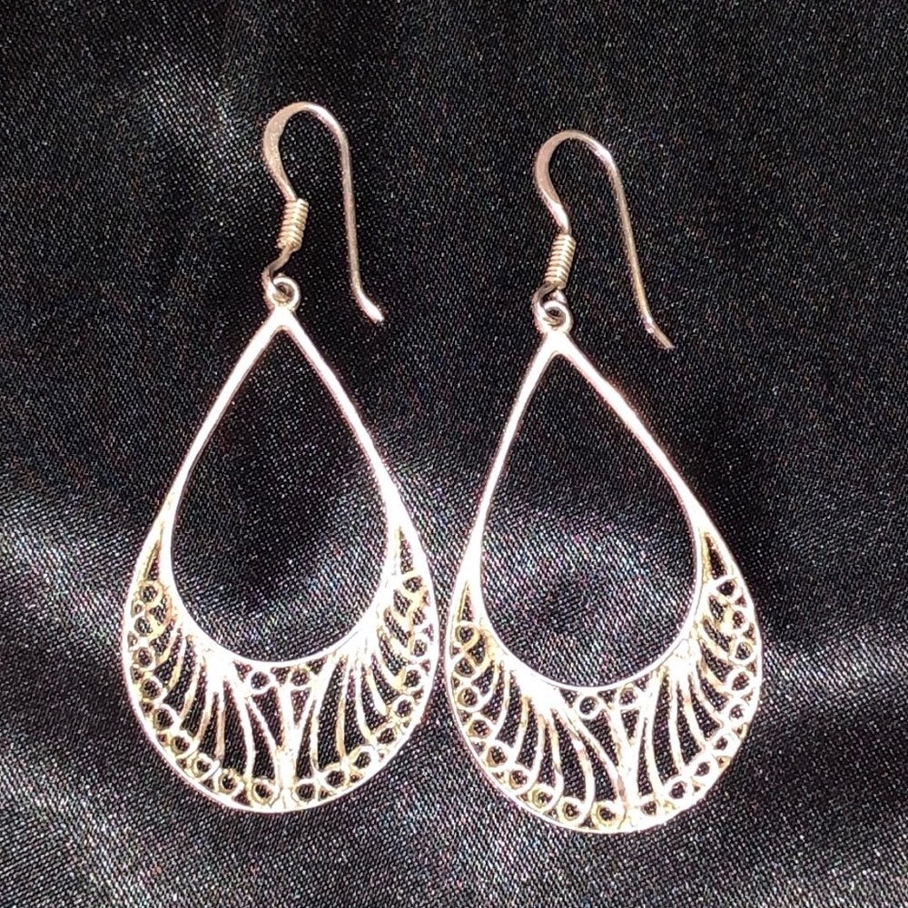 Vintage Silver 925 Filigree Earnings